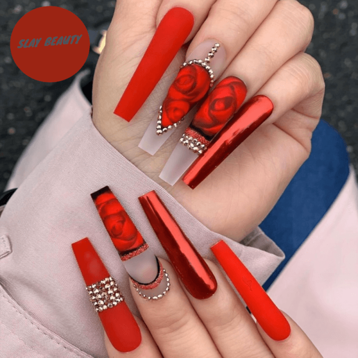 Top 10 Rubicund Coffin Nails That’ll Pervade Your Mind With The Sweet Aroma Of Roses - 157