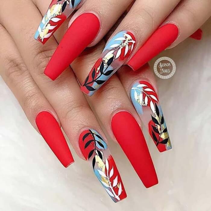 Top 10 Rubicund Coffin Nails That’ll Pervade Your Mind With The Sweet Aroma Of Roses - 137