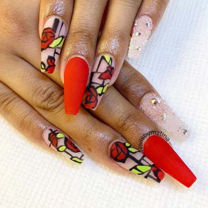 Top 10 Rubicund Coffin Nails That’ll Pervade Your Mind With The Sweet Aroma Of Roses - 139