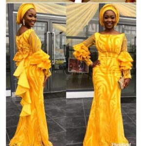 Top Dazzling Yellow Aso Ebi Outfits For African Women That’ll Make Your Eyes On Stalks - 91