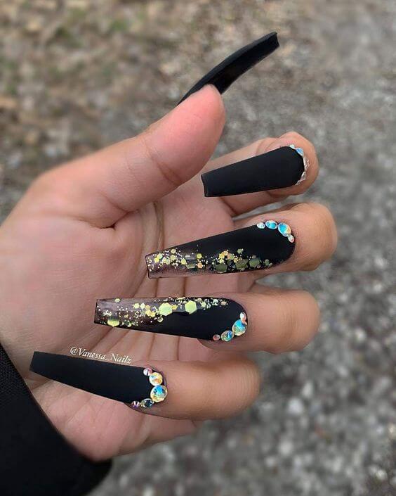 Long Black Coffin Nails