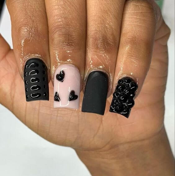 Short Black Coffin Nails