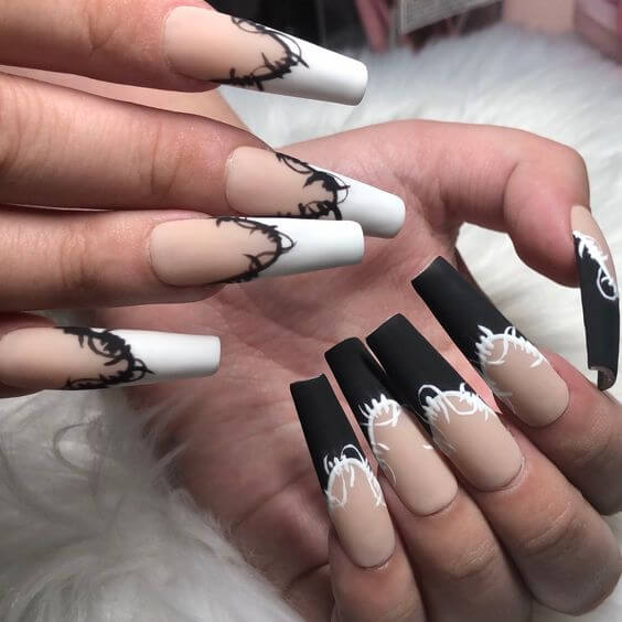 Black French Coffin Nails