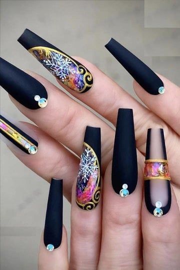 Matte Black Coffin Nails