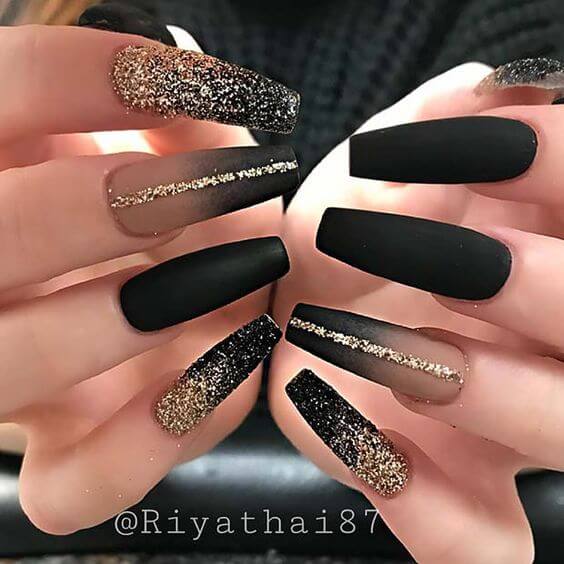 Black Ombre Coffin Nails