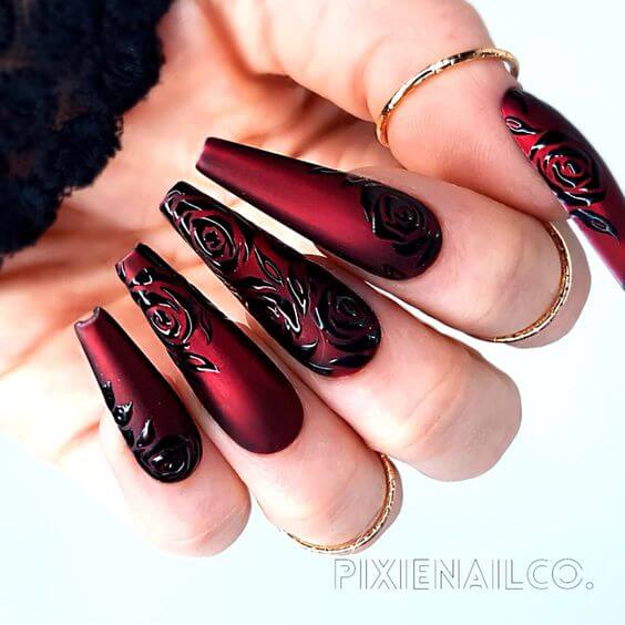 Red And Black Coffin Nails