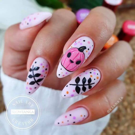 Cute Pink Halloween Nails