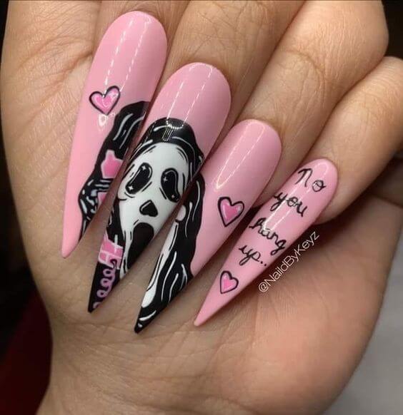 Ghostface Nails Pink