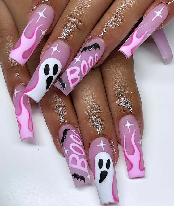 Hot Pink Halloween Nails