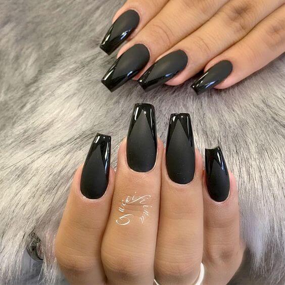 Simple Black Coffin Nails 