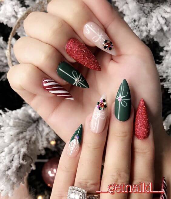Green And Red Nails