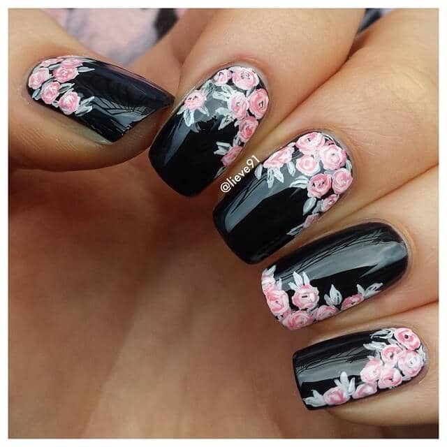 Rose Garden With Soft Pink Roses And A Black Base
