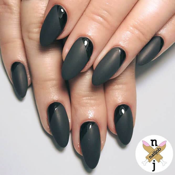 Matte Acrylic Nails With Just A Hint Of Gloss – All-Black Design