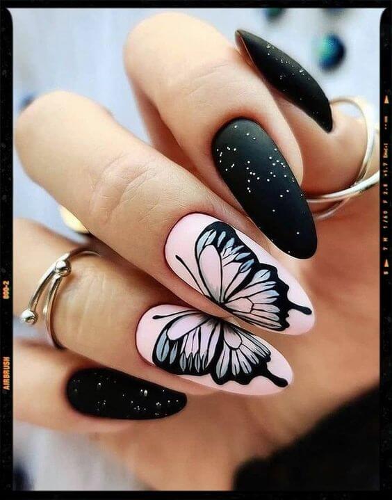 Black Butterfly Nails