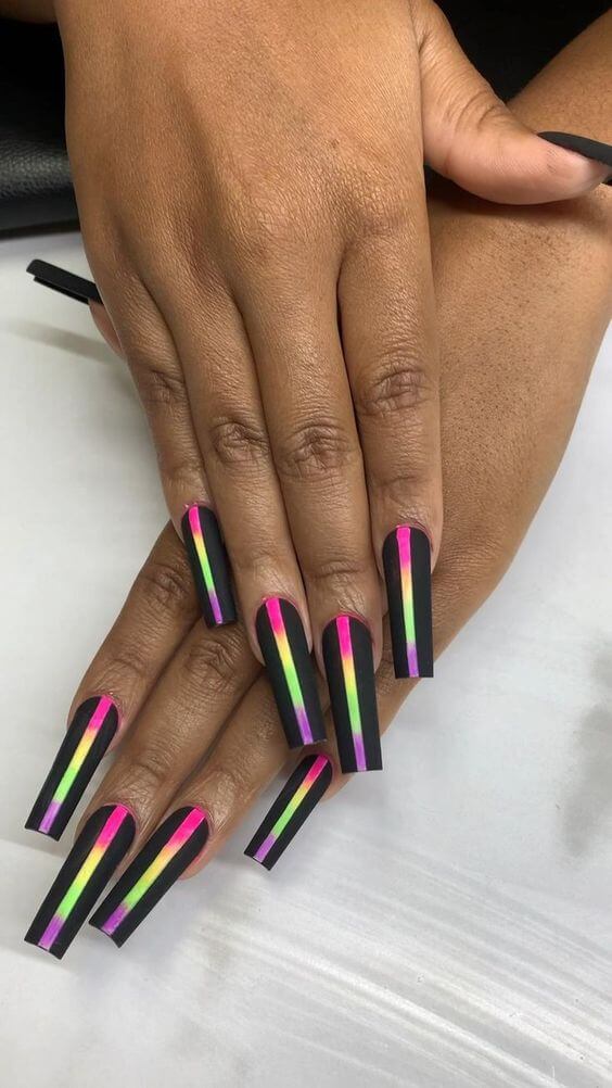 Black And Neon Nails