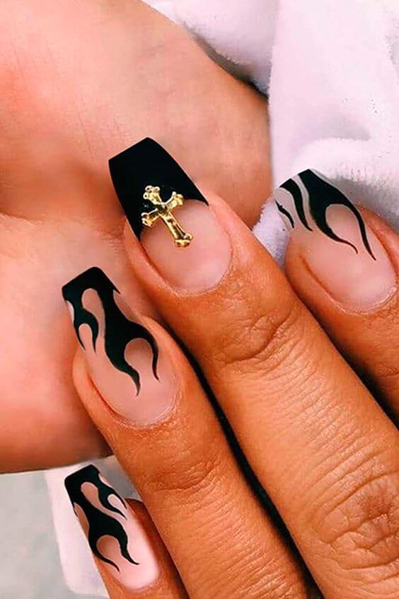 Black Flame Nails