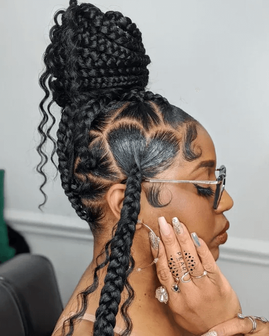 Heart and Triangle Knotless Braids 