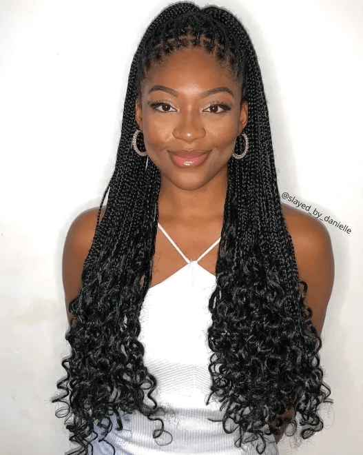 Long Knotless Box Braids with Curly Ends