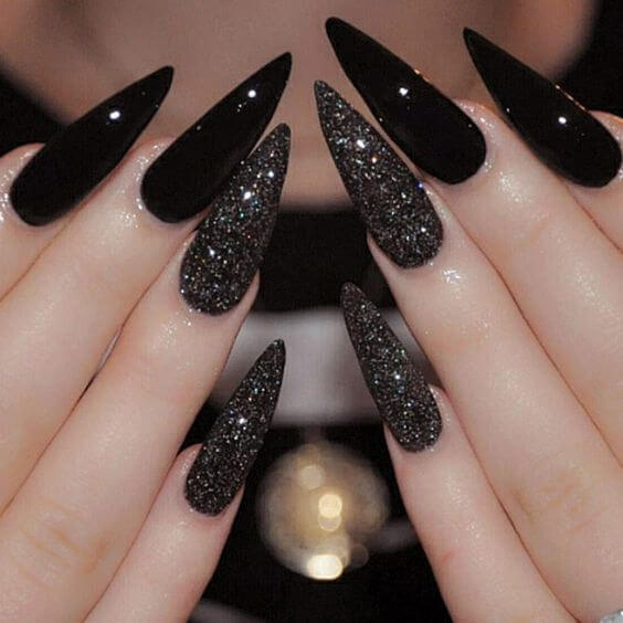 Simple, Black Halloween Nails