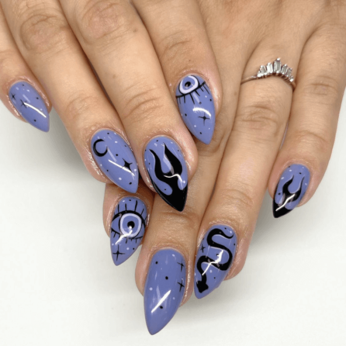 Black And Purple Halloween Nails