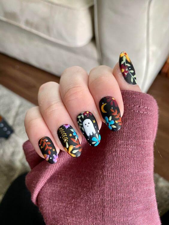 Cute Black Halloween Nails