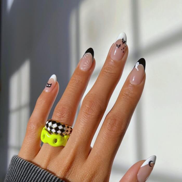 Black Tip Halloween Nails