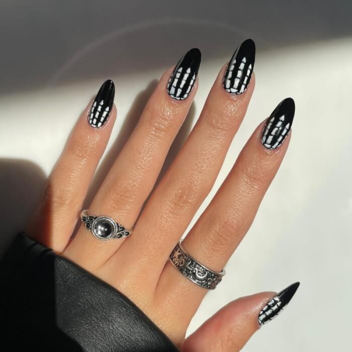 Black And White Halloween Nails