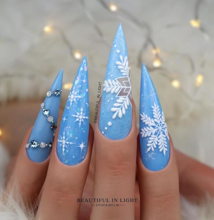 Winter bling nails for Christmas