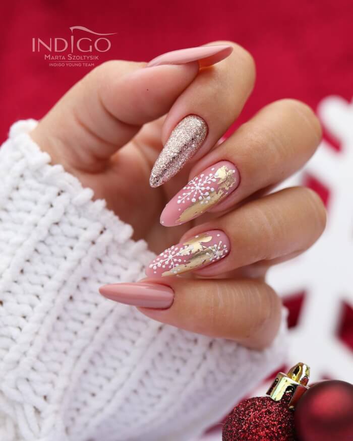 Gold foil nails for Christmas 