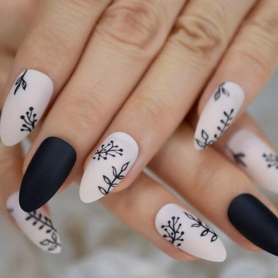 Black Almond Shaped Nails