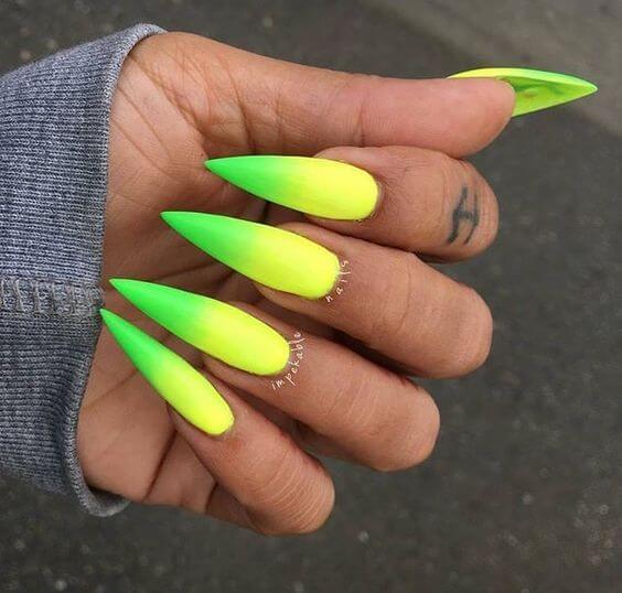 Green And Yellow Nails