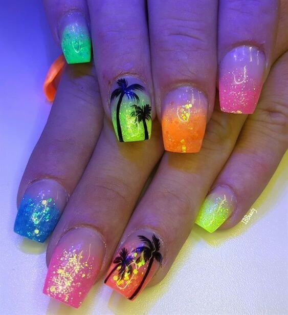 Neon Beach Nails