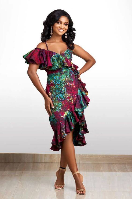 Off Shoulder Ankara Midi Dress