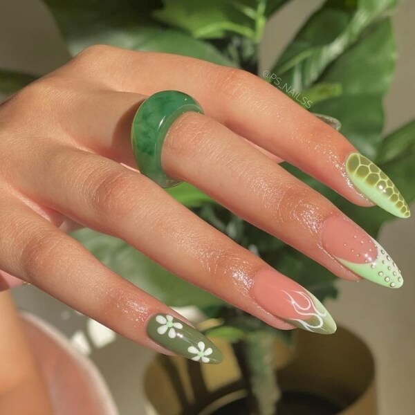 Green Tip Nails 