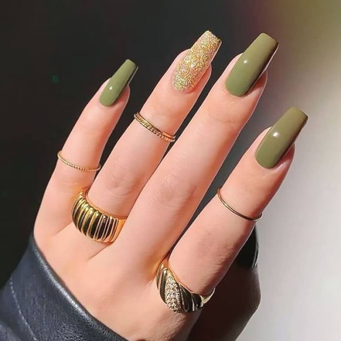 Olive Green Nails 