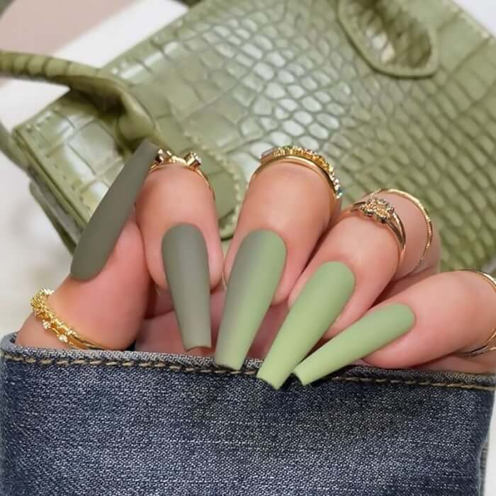 Green Ombre Nails 