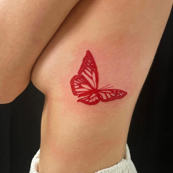 Red Butterfly Aries Tattoo 