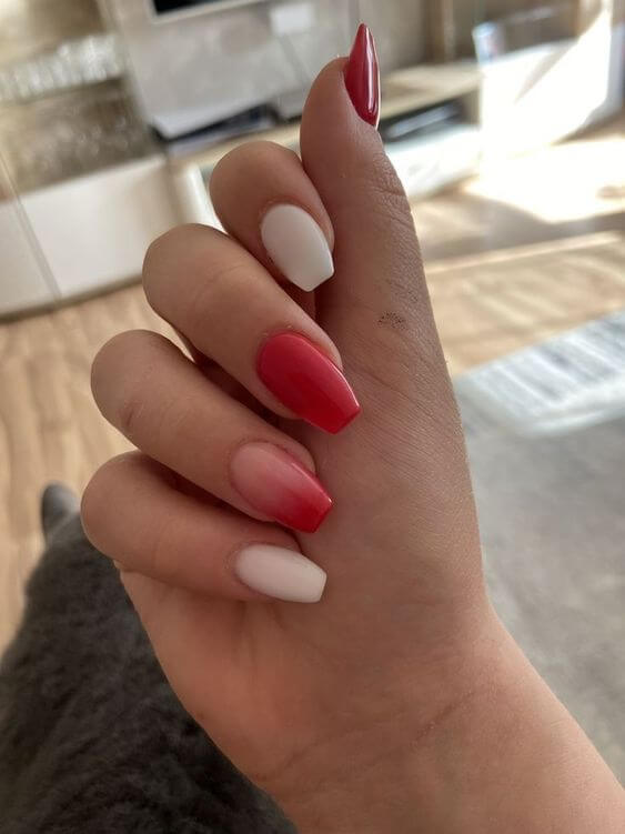 Short Red Ombre Nails