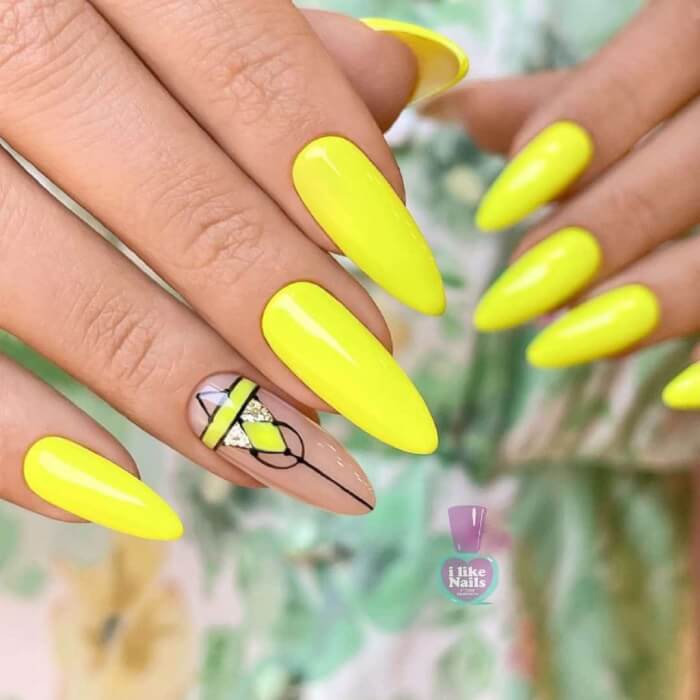 Yellow Geometric Nails