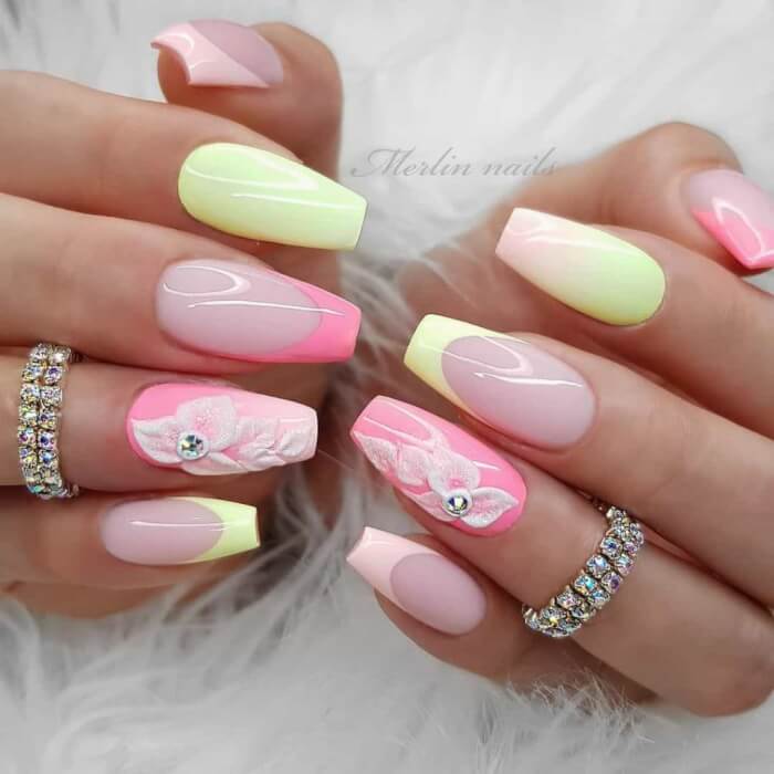 Yellow & Pink Nails
