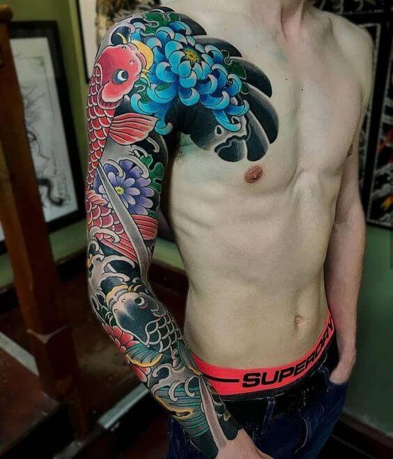 Japanese Koi Sleeve Tattoo