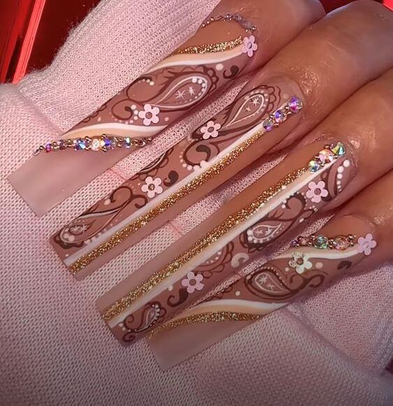 Gold And Brown Nails