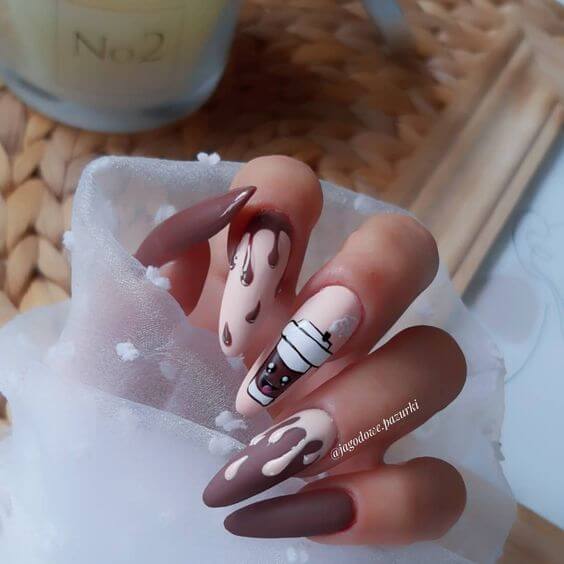 Brown Almond Nails