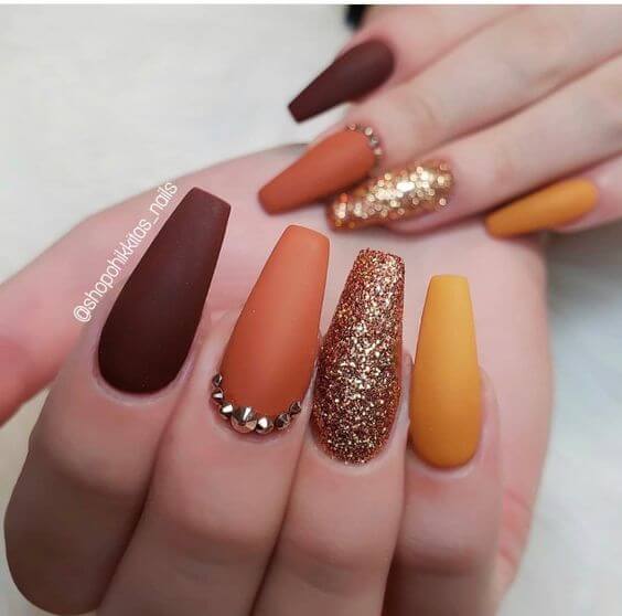 Orange And Brown Nails