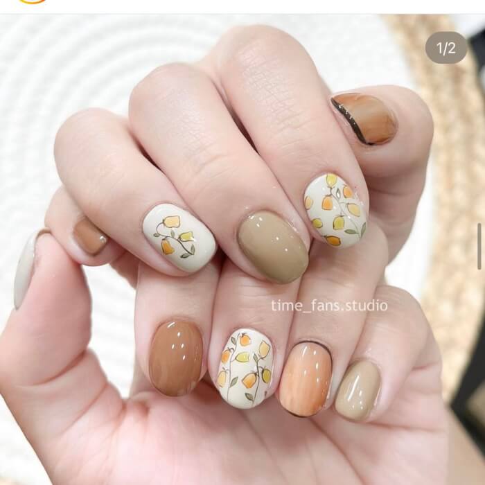 Beige And Brown Nails