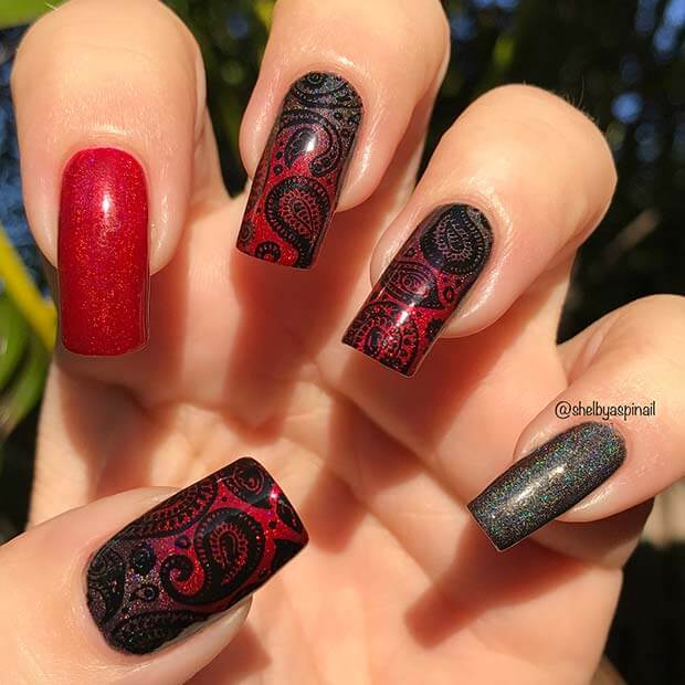 Stylish Paisley Nail Art