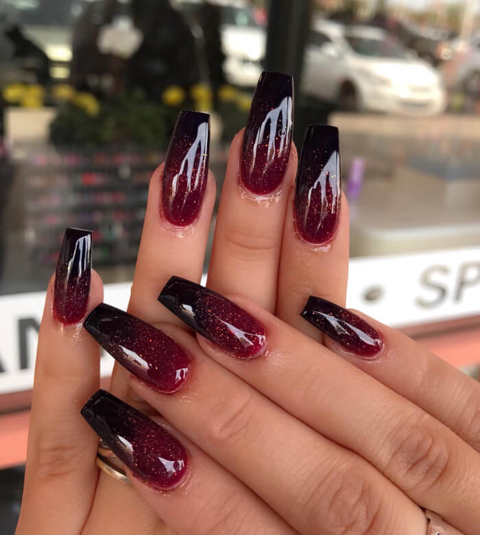 Red And Black Ombre Nails