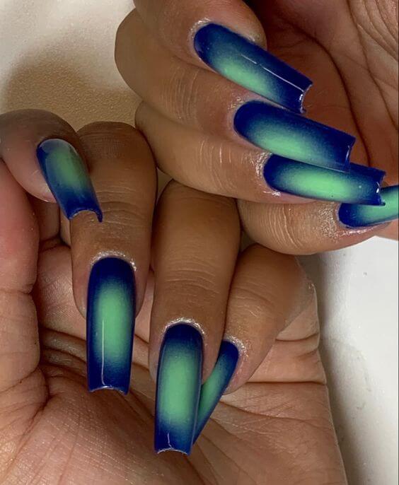 Green And Blue Nails