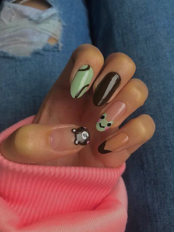 Green And Brown Nails