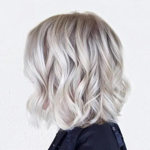 Icy Blonde Bob with Waves